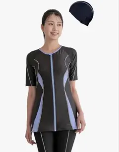 フィットネス水着 レディース ロング丈 長袖 体型カバー