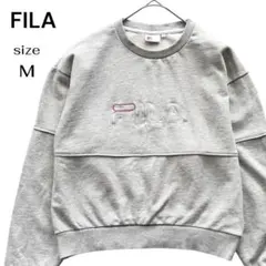 FILA フィラ スウェット トレーナー 刺繍ロゴ グレー Mサイズ