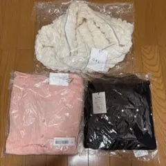 ホワイト布地バック・ピンクカーディガン・ビジュー付きブラックニット まとめ売り