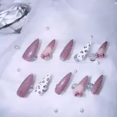 ネイルチップ ピンク キラキラ キティ ギャル ワンホン つけ爪 かわいい