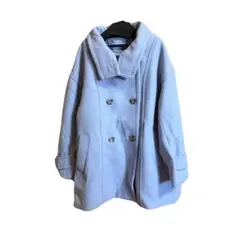 ライトブルー ダブルブレスト チェスターコート