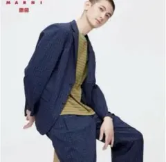 1回着 ユニクロ マルニ テーラードジャケット ブルー XL