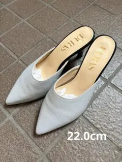 DURAS グレー ポインテッドトゥ ミュール