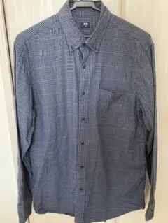 ユニクロ フランネルシャツ チェック ボタンダウン ブルー M 美品