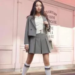 GU GIRLS クロップド　ジャケット　プリーツスカート　セットアップ　スーツ