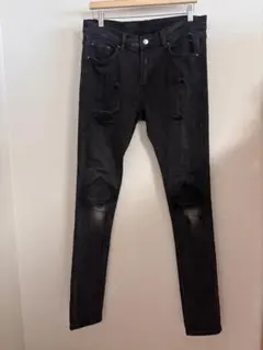 mnml ダメージ加工 ダークグレー デニム　32