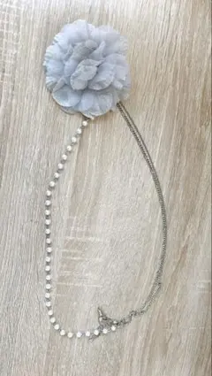 【プロフ必読】結婚式 パーティー シルバー フラワーコサージュ チェーン付き