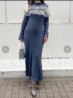 MERCURYDUO チュールドッキングフレアマーメイドワンピース