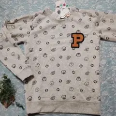 新品 LL スヌーピーと仲間キャラ顔総柄 暖かい裏起毛トレーナー