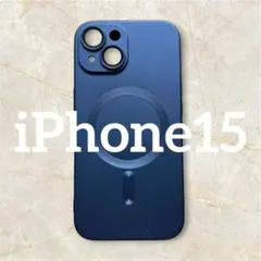 iPhone15スマホケース　MagSafeマグセーフ　レンズ保護　ネイビー