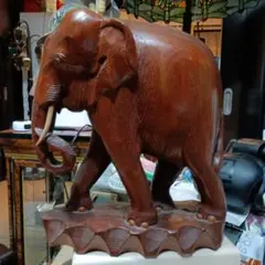 木製象の彫刻 約37cm