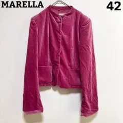 MARELLA ジャケット ピンク 42 イタリア製 ベロア生地 ショート丈のサムネイル