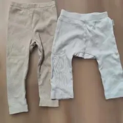 80センチ　ベビーレギンス 2点セット ベージュ・ホワイト