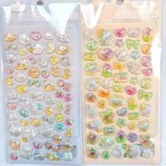 レリーフクリスタルシール 2枚セット オーロラ3Dシール ぽっこりシール