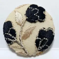 インド刺繍　№3310　ベージュ黒　㊳ミリ