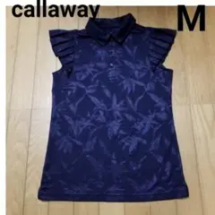 美品　Callaway ボタニカルジャカード プリーツスリーブシャツ　Mサイズ