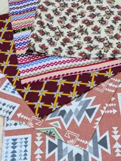 A1329 プリント柄 100cm×50cm　コットン100%　4枚組