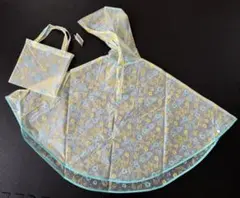 【新品タグ付】花柄レインコート 収納バッグ付 女の子 ポンチョ キッズ120