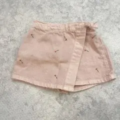 ZARA ピンク 刺繍入り ラップスタイル ハーフパンツ