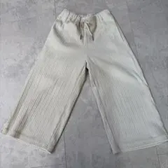 GU ベージュ リブプルオンパンツ