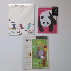 レターセット　お裾分け　アニマル　リボン　パンダ　ネコ　キリン　ゾウ　クマ
