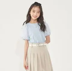 最終お値下げ メゾピアノジュニア チェックぽわん袖ネックレスTシャツ 140㎝