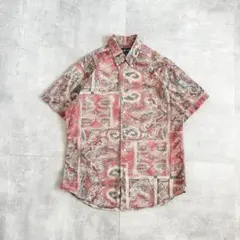 90s Ralph Lauren ペイズリー柄 総柄 半袖 ボタンダウンシャツ