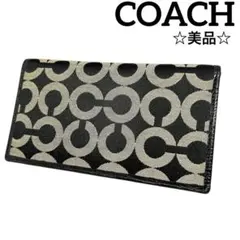 【COACH】コーチ　オプアート　手帳カバー　カードケース　ブラック　黒
