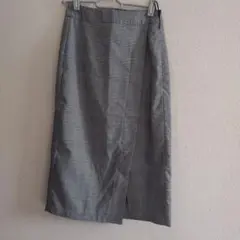 GUグレー チェック柄 タイトスカート