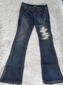 MOUSSY ローライズフレアデニムy2k 26 インディゴ製品　ヒゲ落ち