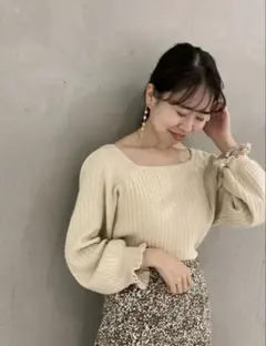 スクエアフリルリブニット⌇flower