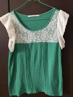 miel crishunant レース切替 半袖Tシャツ グリーンのサムネイル