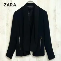 ZARA ドレープデザイン ジャケット XS 黒 ブラウス ジップポケットのサムネイル