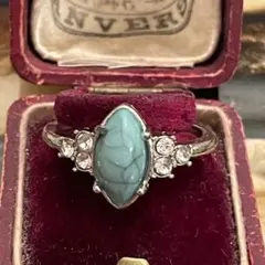 英国　ヴィンテージ　イギリス　トルコ石風　ターコイズ風　指輪　リング　21号
