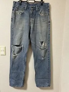 90s～00s　Carhartt ストレートデニム　グランジ　ダメージのサムネイル