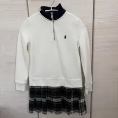 ホワイト ネイビー ハイネック ワンピース