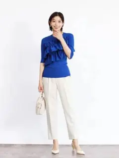 新品タグ付★ヤマダヤ FENNEL フリルビスチェフリルニット ロイヤルブルー