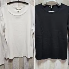 H＆M 黒白セットリブ編み 長袖Tシャツ インナー Lサイズ