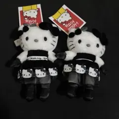 5＊新品 ハローキティ展　モノトーンドレス マスコットキーホルダー 京都 2点 サンリオ ハローキティ展 京都 マスコットキーホルダー