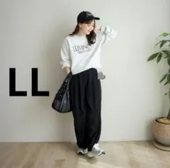 コーデュロイワイドコクーンパンツ LLサイズ ブラック