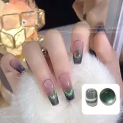 SHEIN シーイン ジェルネイル グリーン ギャラクシー マグネット