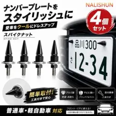 スパイク ナンバーボルト 4個 黒 車 バイク カスタム 盗難防止 ドレスアップのサムネイル
