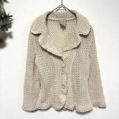 シビラ｜透かし編みニットカーディガン｜メッシュストレッチジャケット｜ベージュ｜Mのサムネイル