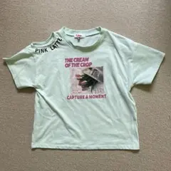 Pink-latte 肩あき転写プリントTシャツ 140のサムネイル