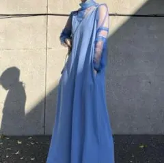 シースルーレイヤード風ロングドレス ブルーのサムネイル
