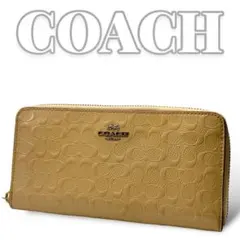 COACH シグネチャー エンボス ラウンドファスナー レディース 6422