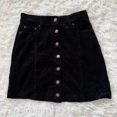 INGNI　コーデュロイボタンフロント台形ショート丈スカート　M　黒◆A1562