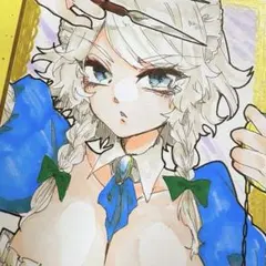 東方project 八雲藍 ファンアート アナログイラスト 色紙 手描き