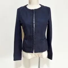 UNITED ARROWS☆ノーカラージャケット　ネイビー　上品上質　サイズ36のサムネイル