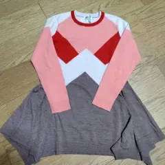 HIROKO BIS ヒロコビス ウール ニット 9号 M 配色 幾何学柄